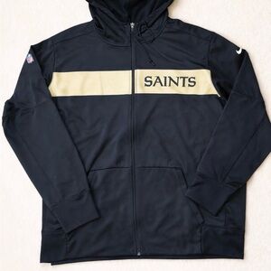 Nike New Orleans Saints Hoodie Mens 2XL Full Zip Dri Fit Black NFL Jacket